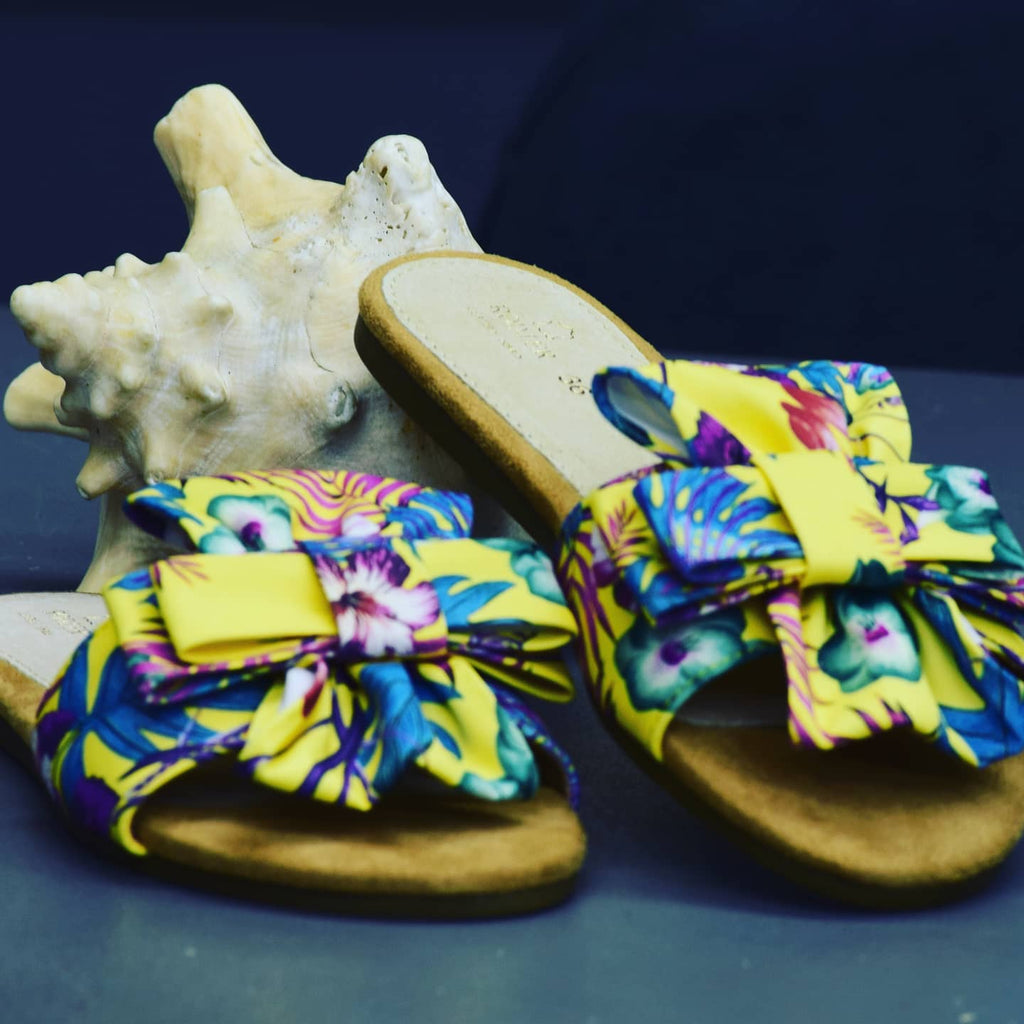 Sandales nu-pieds imprimé floral